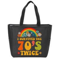 I Survived the 70s Twice Funny 90th Birthday Retro Zip Tote Bag