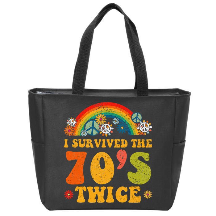 I Survived the 70s Twice Funny 90th Birthday Retro Zip Tote Bag