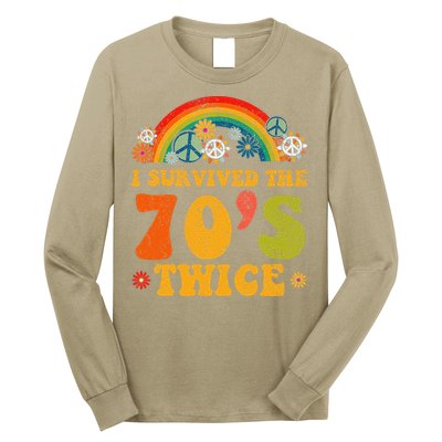 I Survived the 70s Twice Funny 90th Birthday Retro Long Sleeve Shirt