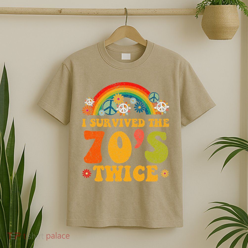 I Survived the 70s Twice Funny 90th Birthday Retro T-Shirt