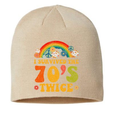 I Survived the 70s Twice Funny 90th Birthday Retro Sustainable Beanie