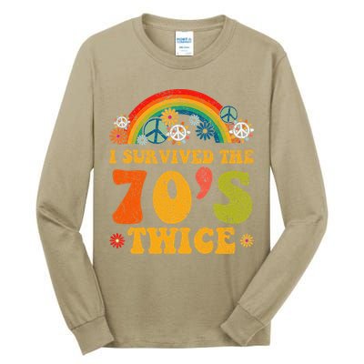 I Survived the 70s Twice Funny 90th Birthday Retro Tall Long Sleeve T-Shirt