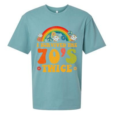 I Survived the 70s Twice Funny 90th Birthday Retro Sueded Cloud Jersey T-Shirt