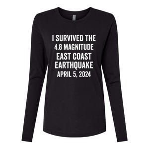 I Survived The April 5 East Coast Earthquake 2024 Womens Cotton Relaxed Long Sleeve T-Shirt