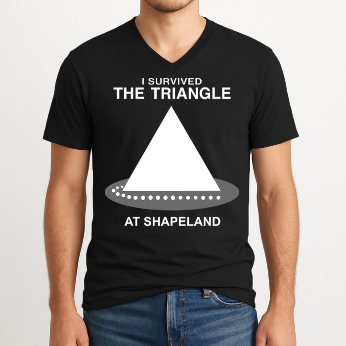I Survived The Triangle At Shapeland V-Neck T-Shirt