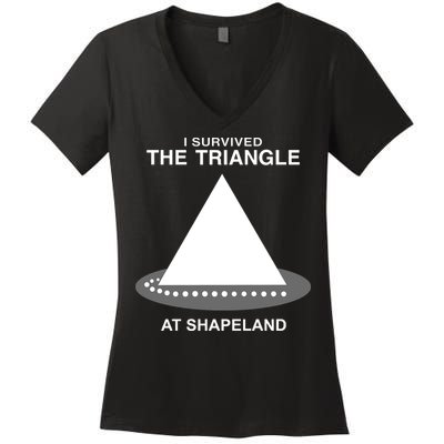 I Survived The Triangle At Shapeland Women's V-Neck T-Shirt