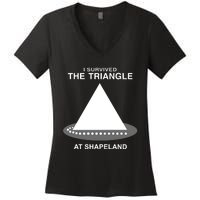 I Survived The Triangle At Shapeland Women's V-Neck T-Shirt