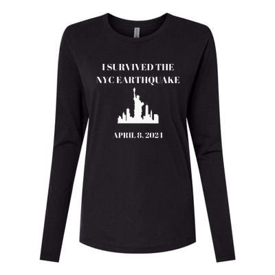 I Survived The Nyc Earthquake Womens Cotton Relaxed Long Sleeve T-Shirt