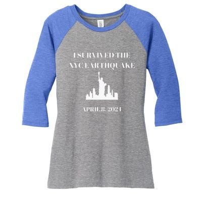 I Survived The Nyc Earthquake Women's Tri-Blend 3/4-Sleeve Raglan Shirt