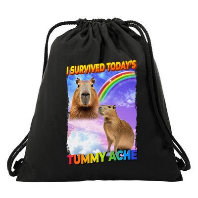 I Survived TodayS Tummy Ache Drawstring Bag