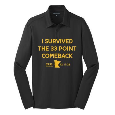 I Survived The 33 Point Comeback Football Silk Touch Performance Long Sleeve Polo