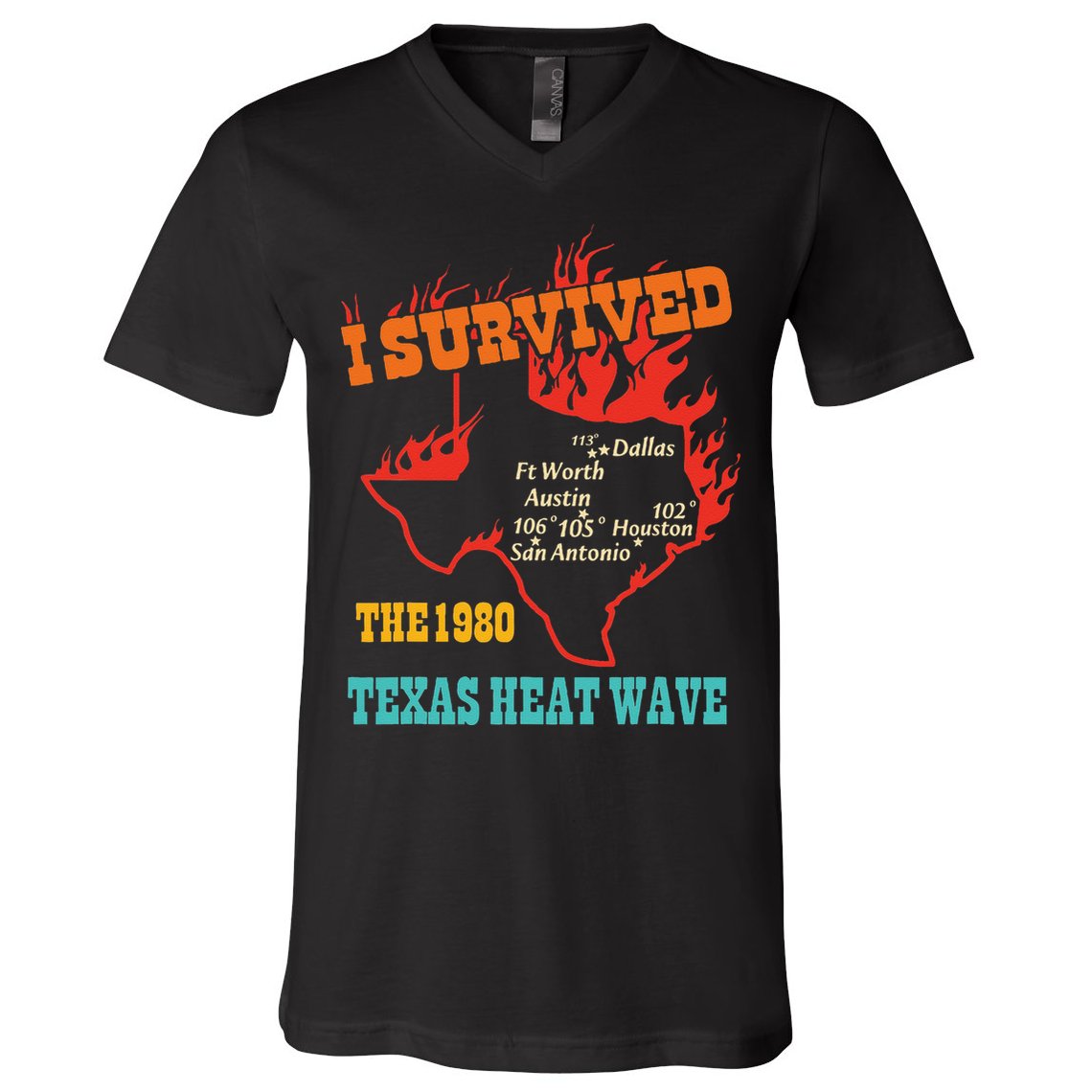 I Survived The 1980 Texas Heat Wave Vintage Quote V-Neck T-Shirt