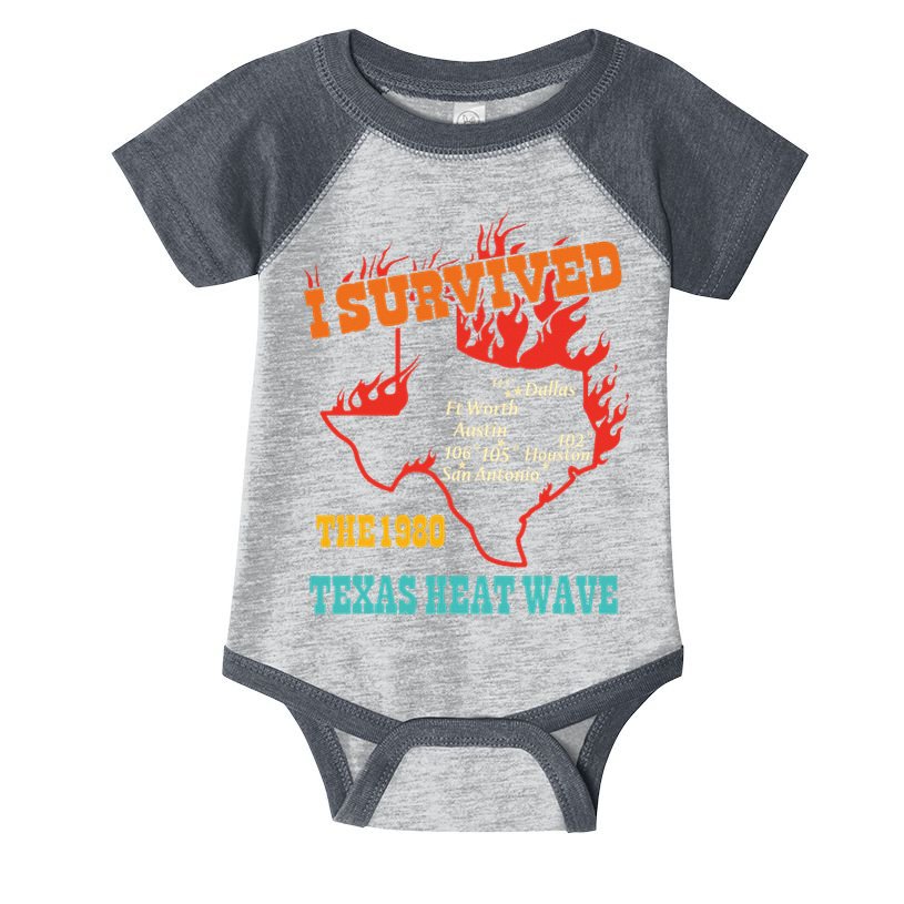 I Survived The 1980 Texas Heat Wave Vintage Quote Infant Baby Jersey Bodysuit