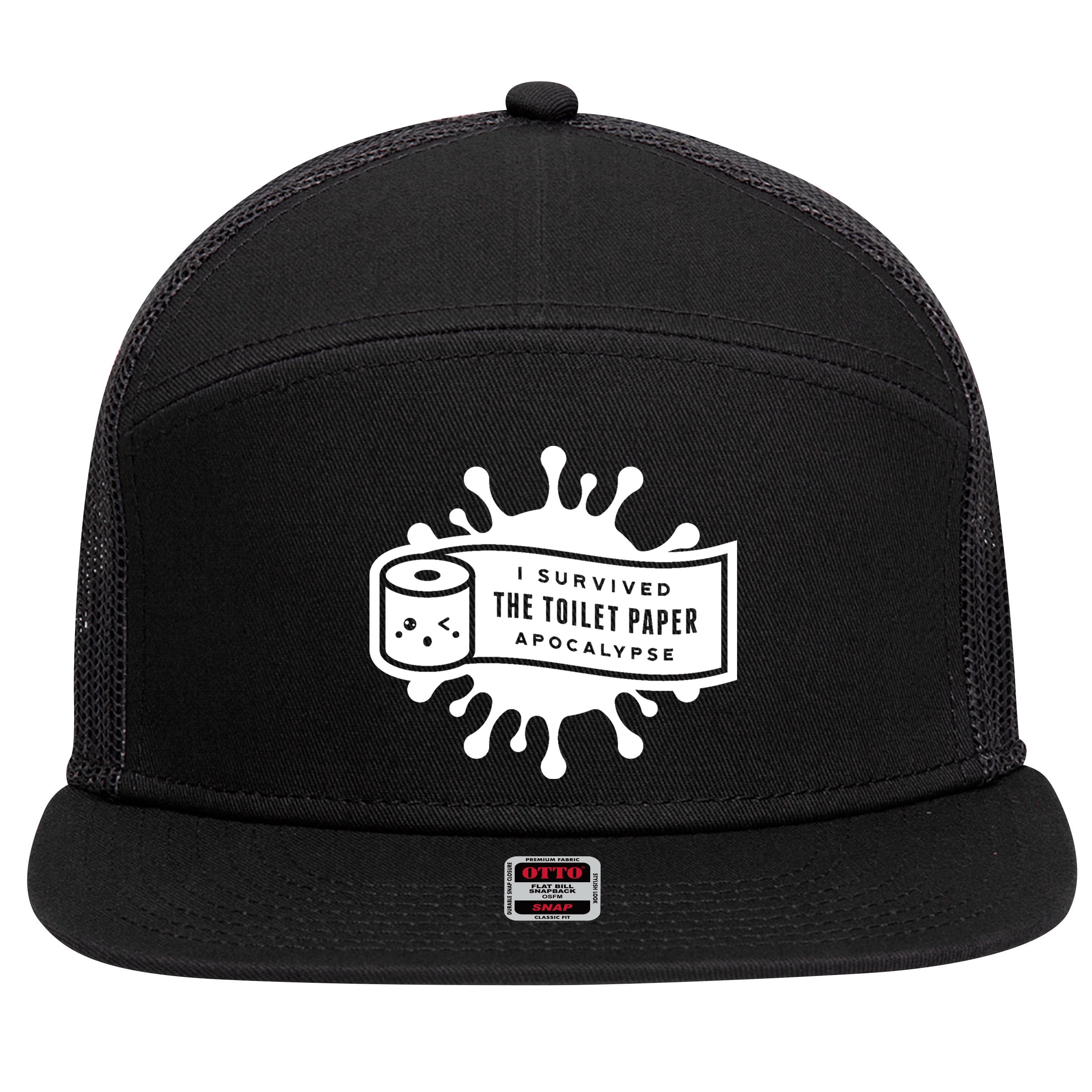 I Survived The Toilet Paper Apocalypse 7 Panel Mesh Trucker Snapback Hat