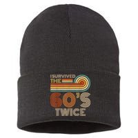 I Survived The 60s Twice Sixties 70th 70s Year Old Birthday Sustainable Knit Beanie