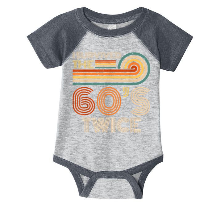 I Survived The 60s Twice Sixties 70th 70s Year Old Birthday Infant Baby Jersey Bodysuit
