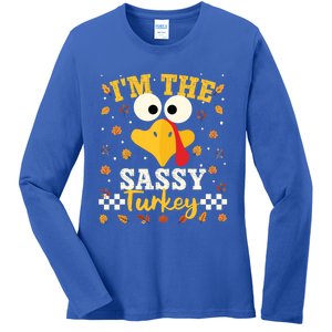 IM Sassy Turkey Family Matching Thanksgiving Group Party Cute Gift Ladies Long Sleeve Shirt