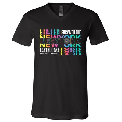 I Survived The New York City Earthquake V-Neck T-Shirt