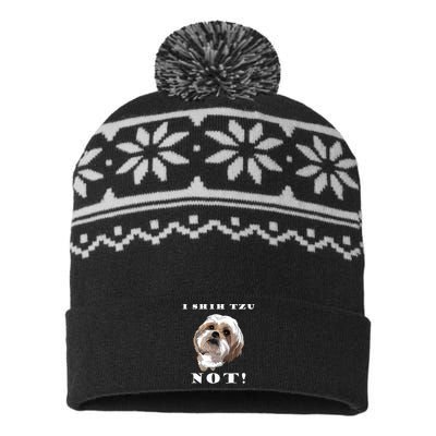 I SHIH TZU NOT Dog Puppy Pup Adorable Dog Lover Funny USA-Made Snowflake Beanie