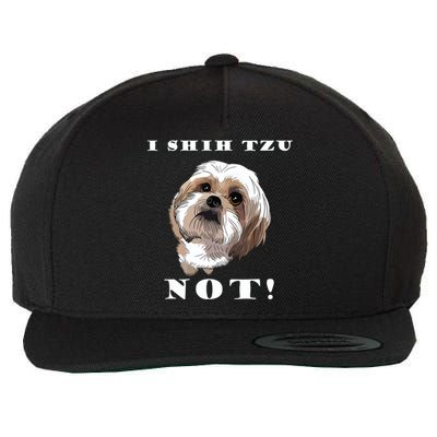 I SHIH TZU NOT Dog Puppy Pup Adorable Dog Lover Funny Wool Snapback Cap