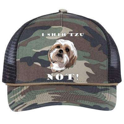 I SHIH TZU NOT Dog Puppy Pup Adorable Dog Lover Funny Retro Rope Trucker Hat Cap