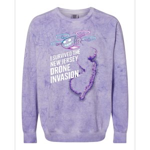 I Survived The New Jersey Drone Invasion Colorblast Crewneck Sweatshirt