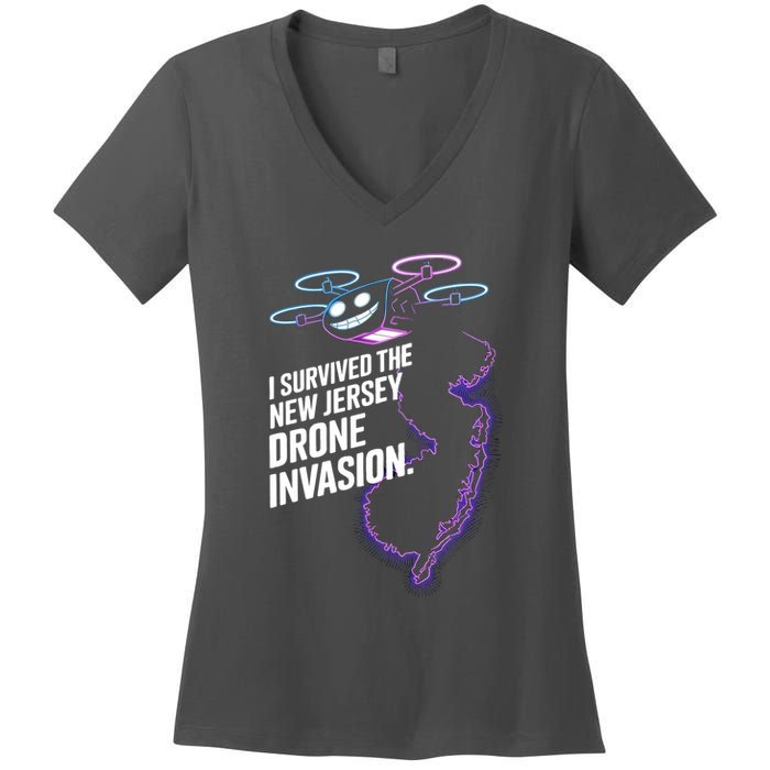 I Survived The New Jersey Drone Invasion Women's V-Neck T-Shirt
