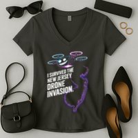 I Survived The New Jersey Drone Invasion Women's V-Neck T-Shirt
