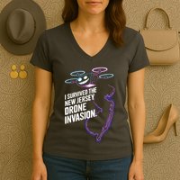 I Survived The New Jersey Drone Invasion Women's V-Neck T-Shirt