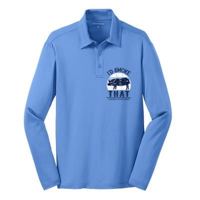 Id Smoke That Straight Up Southern Pig Vintage Silk Touch Performance Long Sleeve Polo