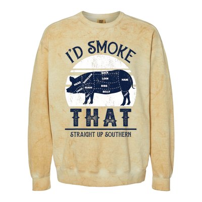 Id Smoke That Straight Up Southern Pig Vintage Colorblast Crewneck Sweatshirt