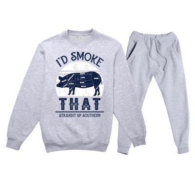 Id Smoke That Straight Up Southern Pig Vintage Premium Crewneck Sweatsuit Set