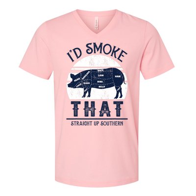 Id Smoke That Straight Up Southern Pig Vintage V-Neck T-Shirt