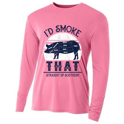 Id Smoke That Straight Up Southern Pig Vintage Cooling Performance Long Sleeve Crew