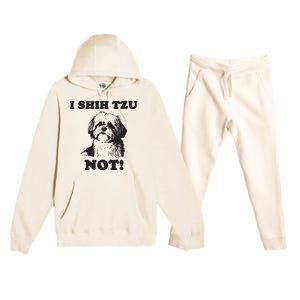 I SHIH TZU NOT Funny Shih Tzu Dog Premium Hooded Sweatsuit Set