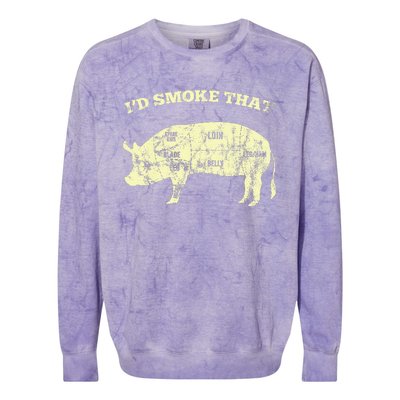 Id Smoke That Pig For A Culinary Student Colorblast Crewneck Sweatshirt