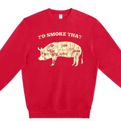 Id Smoke That Pig For A Culinary Student Premium Crewneck Sweatshirt