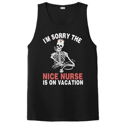 Im Sorry The Nice Nurse Is On Vacation Halloween Skeleton Cute Gift PosiCharge Competitor Tank