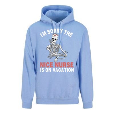 Im Sorry The Nice Nurse Is On Vacation Halloween Skeleton Cute Gift Unisex Surf Hoodie