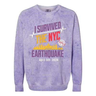 I Survived The Nyc Earthquake April 5 2024 Colorblast Crewneck Sweatshirt