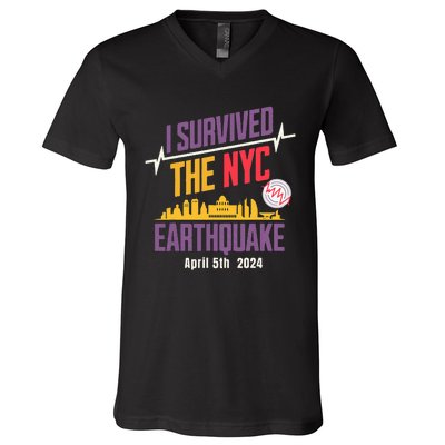 I Survived The Nyc Earthquake April 5 2024 V-Neck T-Shirt