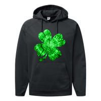 Irish Shamrock Tie Dye Happy St Patrick's Day Go Lucky Tee Performance Fleece Hoodie