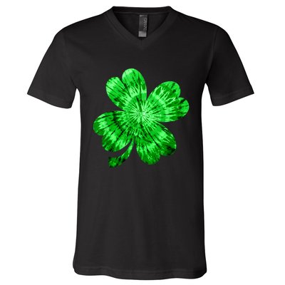 Irish Shamrock Tie Dye Happy St Patrick's Day Go Lucky Tee V-Neck T-Shirt