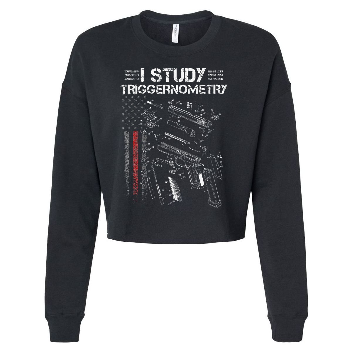 I Study Triggernometry Gun Veteran Christmas Cropped Pullover Crew