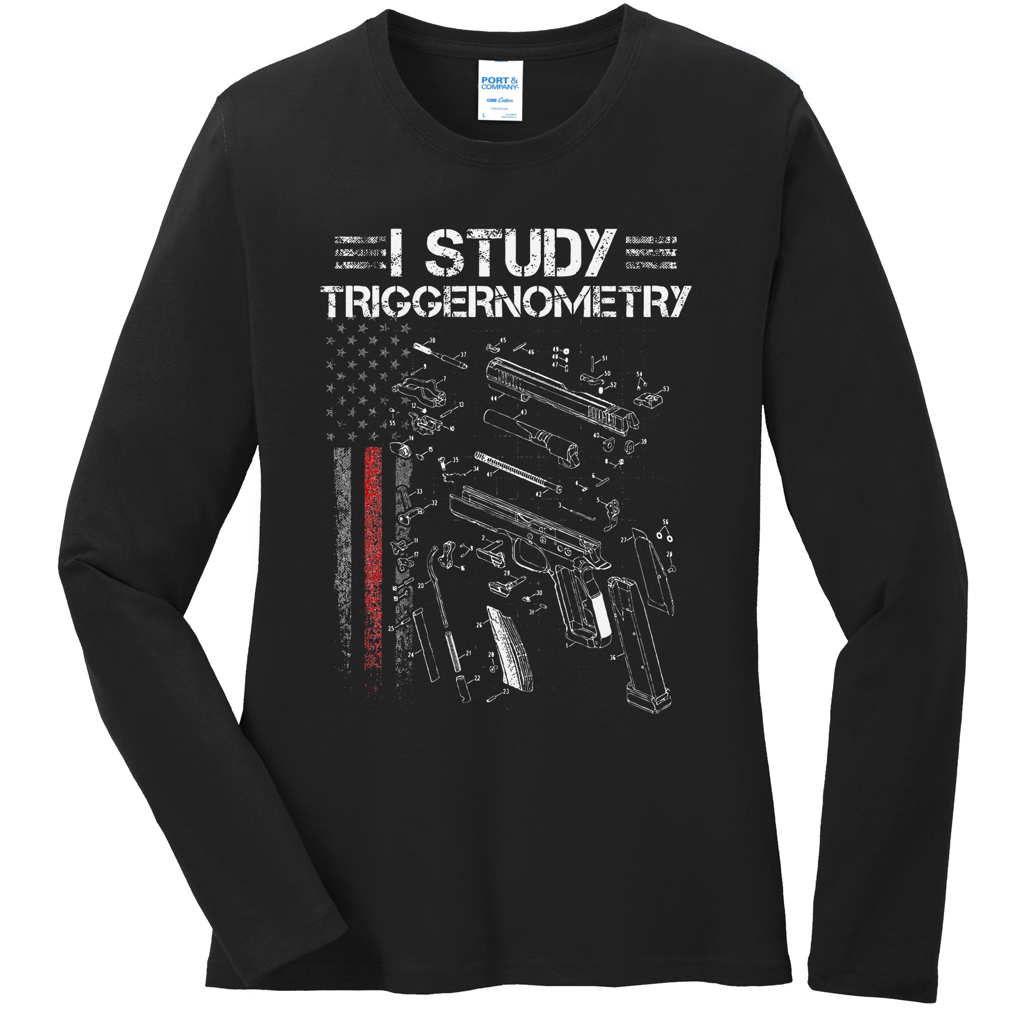 I Study Triggernometry Gun Veteran Christmas Ladies Long Sleeve Shirt