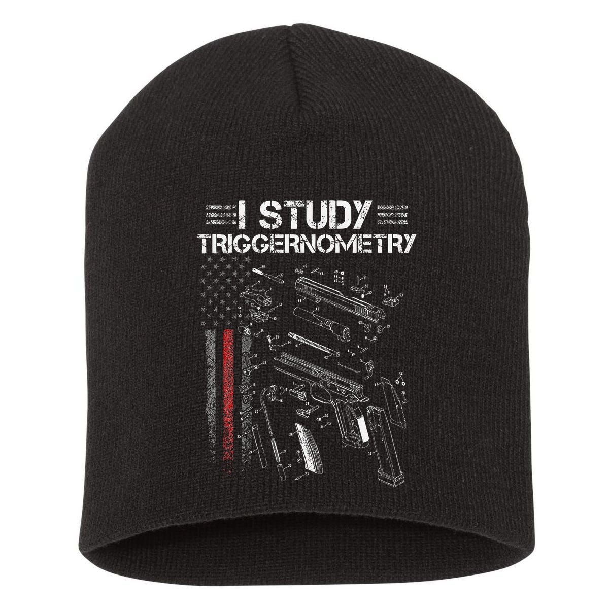 I Study Triggernometry Gun Veteran Christmas Short Acrylic Beanie