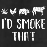 I'd Smoke That Funny BBQ Weed Cannabis 7 Panel Mesh Trucker Snapback Hat