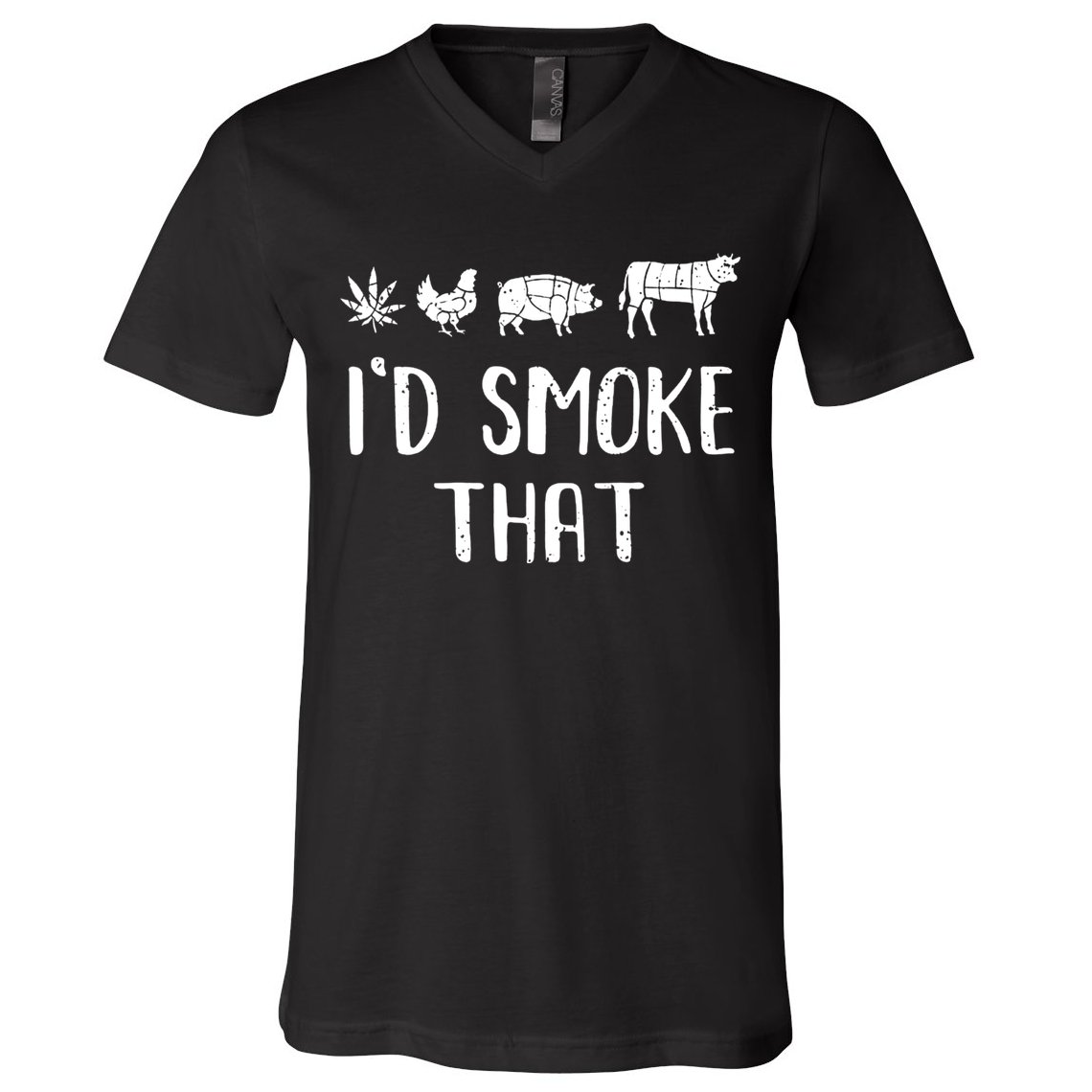I'd Smoke That Funny BBQ Weed Cannabis V-Neck T-Shirt
