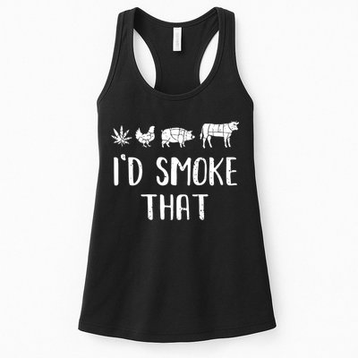 I'd Smoke That Funny BBQ Weed Cannabis Womens Tank Top