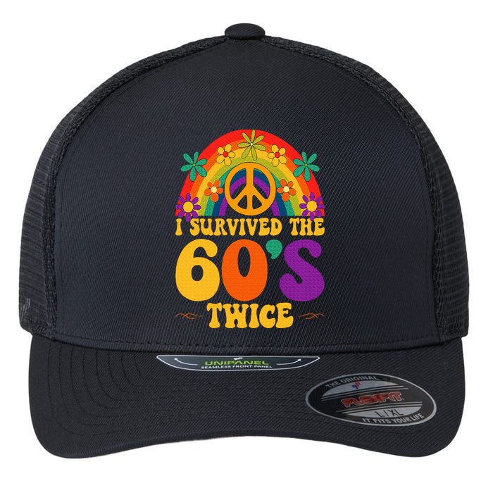 I Survived The 60s Twice Sixties 70th 70s Year Old Birthday Flexfit Unipanel Trucker Cap